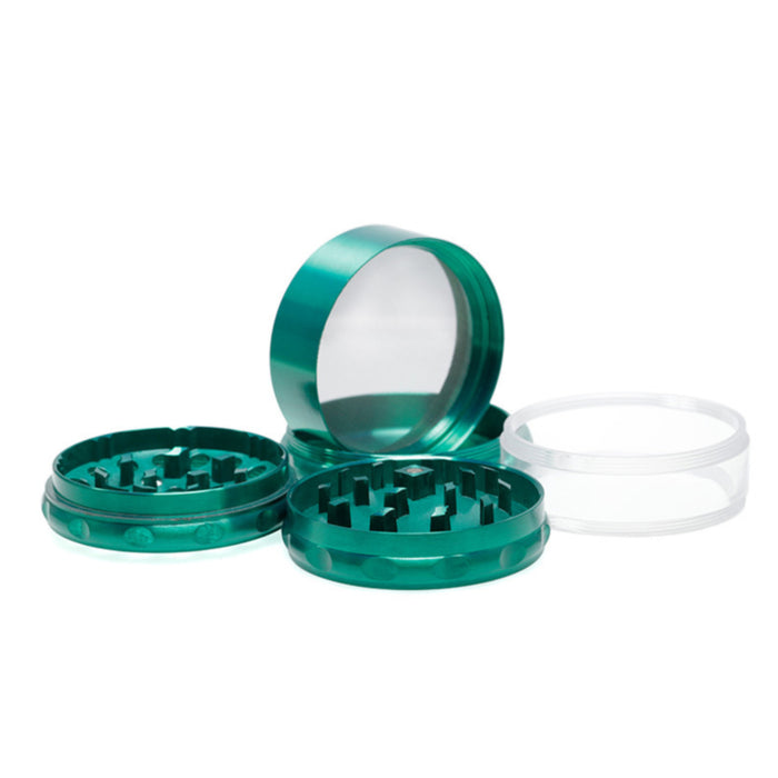 Concave Visible Window Zinc Alloy 4 Piece 60MM Weed Grinder | Green