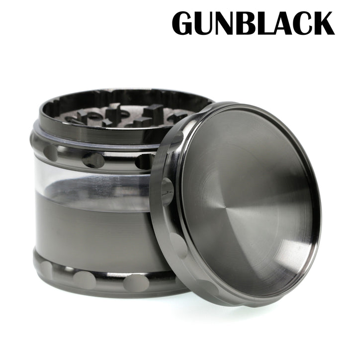 Concave Visible Window Zinc Alloy 4 Piece 60MM Weed Grinder | Gun-Black