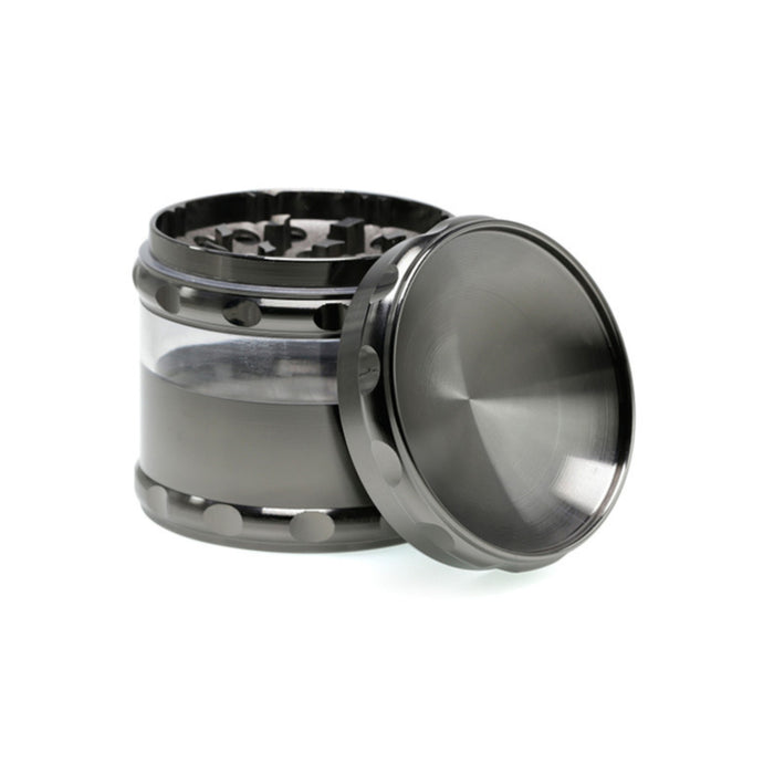 Concave Visible Window Zinc Alloy 4 Piece 60MM Weed Grinder | Gun-Black