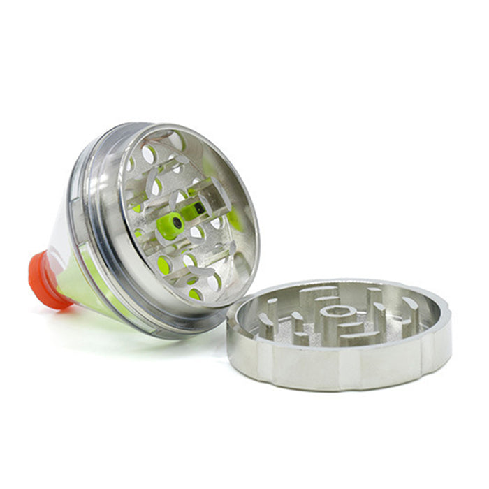 Diameter 50MM Zinc Alloy Funnel Plastic Grinder-Silver