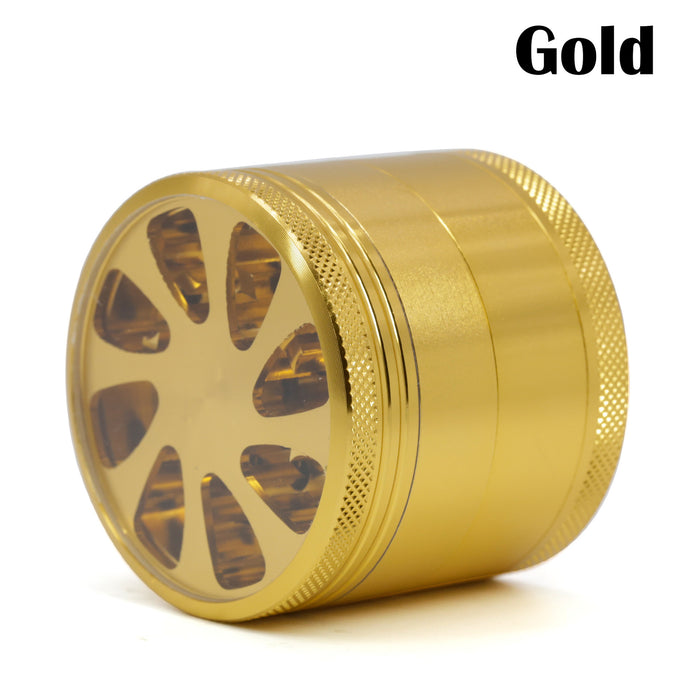 Diameter 55MM Aluminum Alloy Four-Layer Petal Grinder-Gold