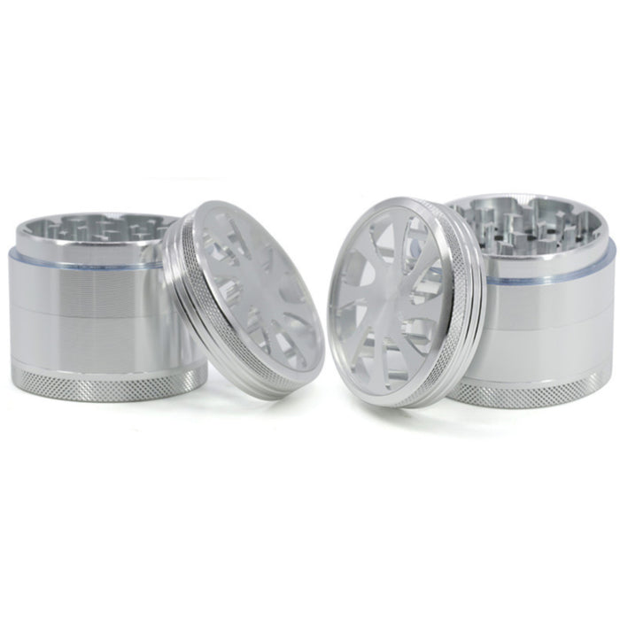 Diameter 55MM Aluminum Alloy Four-Layer Petal Weed Grinder-Silver