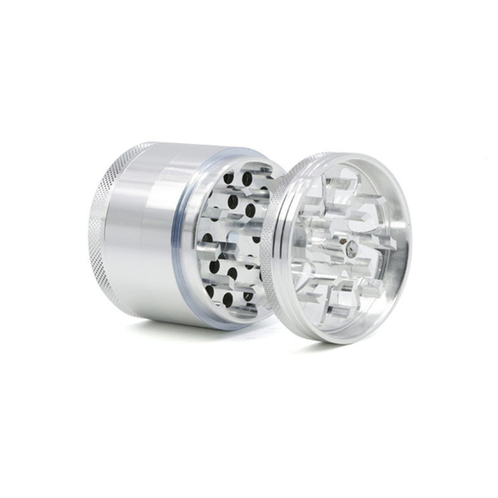 Diameter 55MM Aluminum Alloy Four-Layer Petal Weed Grinder-Silver