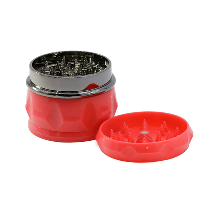 Diameter 60MM 4 Piece Color Drum Plastic Grinder-Red