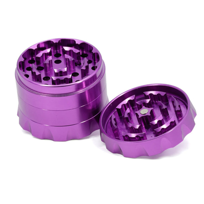Diameter 63MM Four-Layer Aluminum Alloy Chamfering Lace Skirt Weed Grinder-Purple