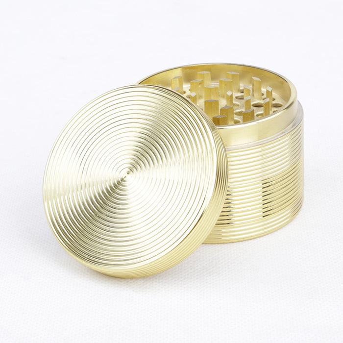 Diameter 63MM Four-Layer Zinc Alloy Thread Herb Grinder-Gold