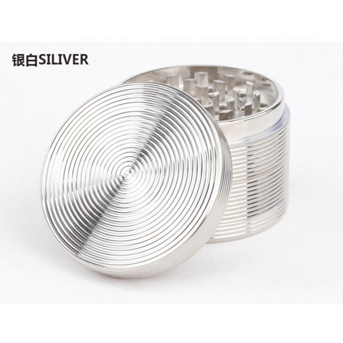 Diameter 63MM Four-Layer Zinc Alloy Thread Herb Grinder-Silver