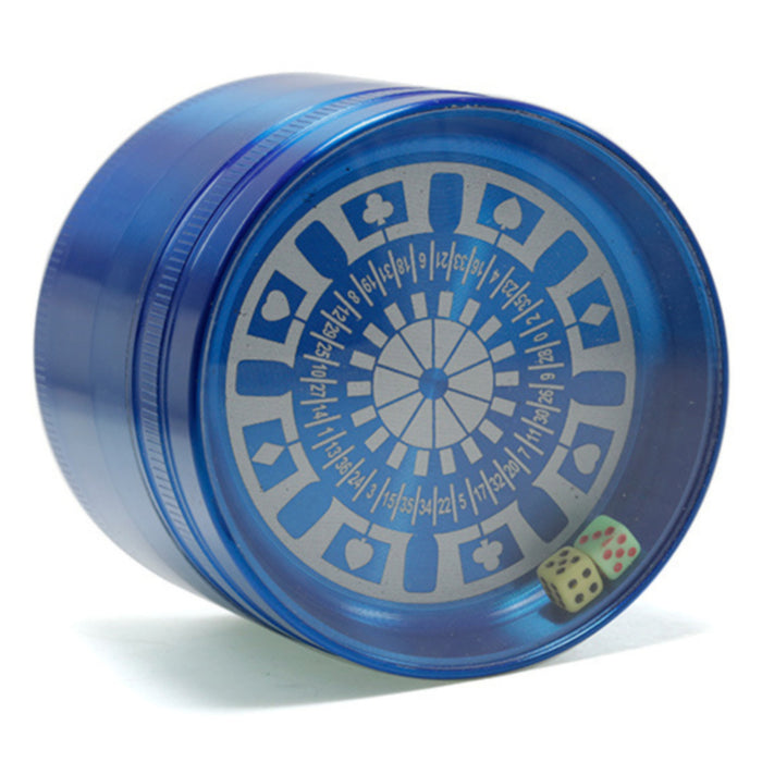 63MM 4-Layer Zinc Alloy Herb Grinder With Dice And Compass | Blue Color