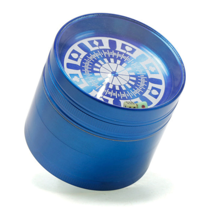 63MM 4-Layer Zinc Alloy Herb Grinder With Dice And Compass | Blue Color
