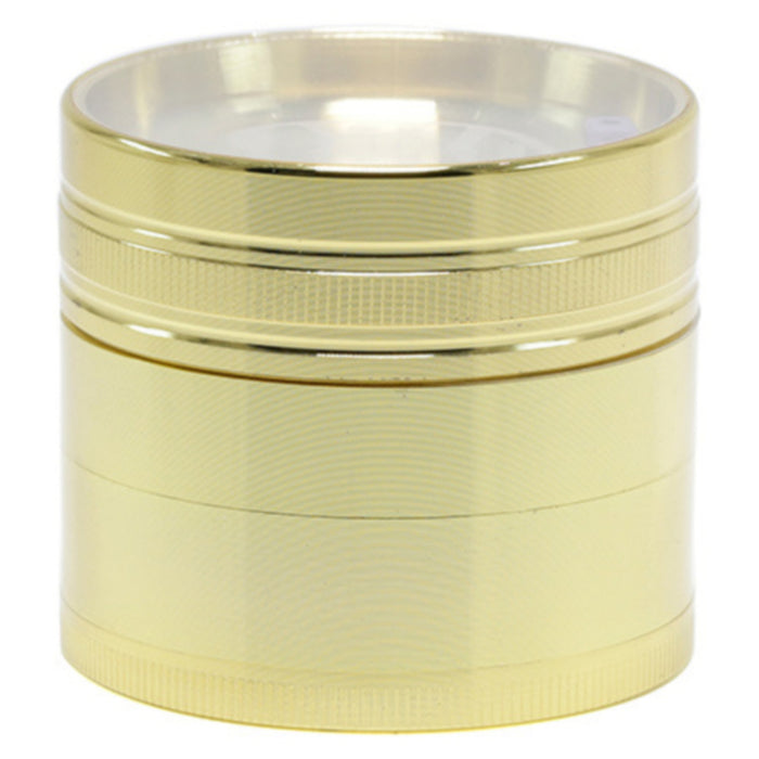 Dice and Turntable 63MM Four layer Zinc Alloy Herb Grinder | Gold Color