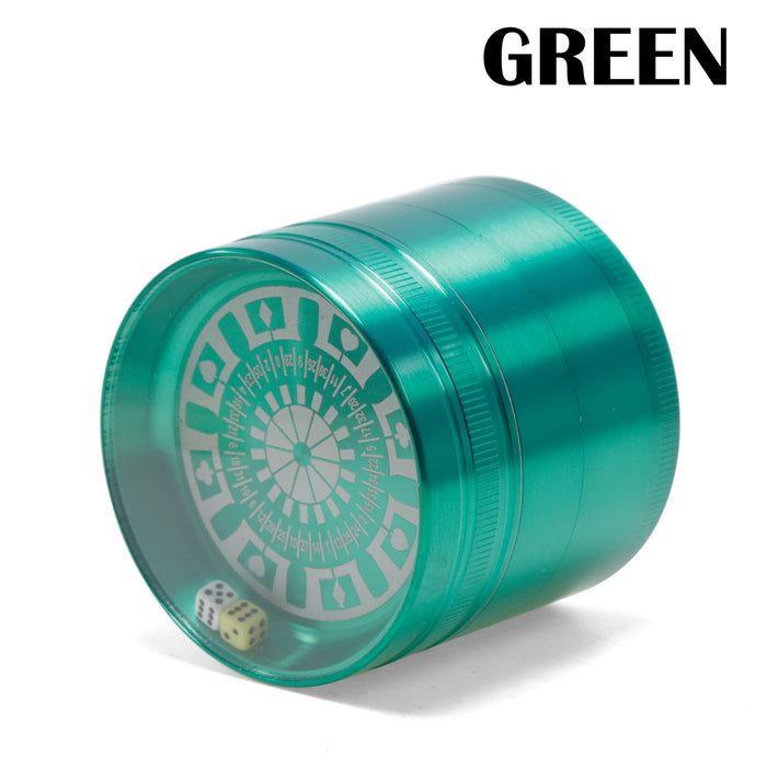 4 Part 63MM Zinc Alloy Dice and Turntable Herb Grinder | Green Color