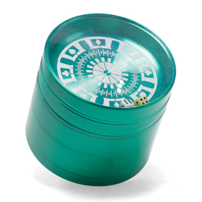 4 Part 63MM Zinc Alloy Dice and Turntable Herb Grinder | Green Color