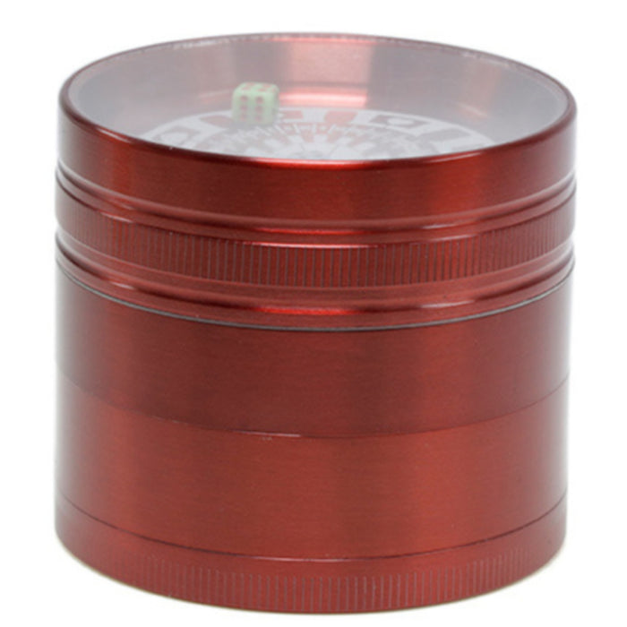 Diameter 63MM Four layer Zinc Alloy Dice and Turntable Herb Grinder | Red Color