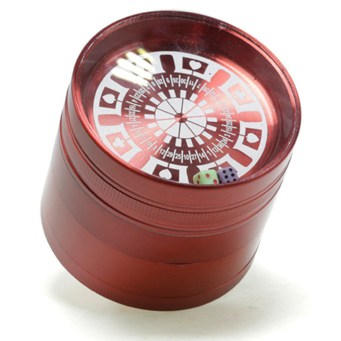 Diameter 63MM Four layer Zinc Alloy Dice and Turntable Herb Grinder | Red Color