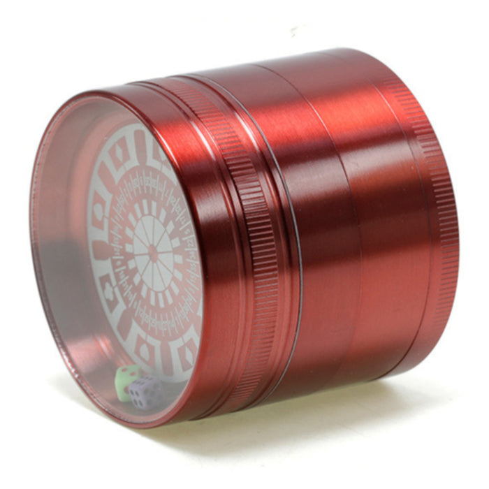 Diameter 63MM Four layer Zinc Alloy Dice and Turntable Herb Grinder | Red Color