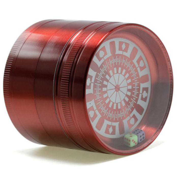 Diameter 63MM Four layer Zinc Alloy Dice and Turntable Herb Grinder | Red Color