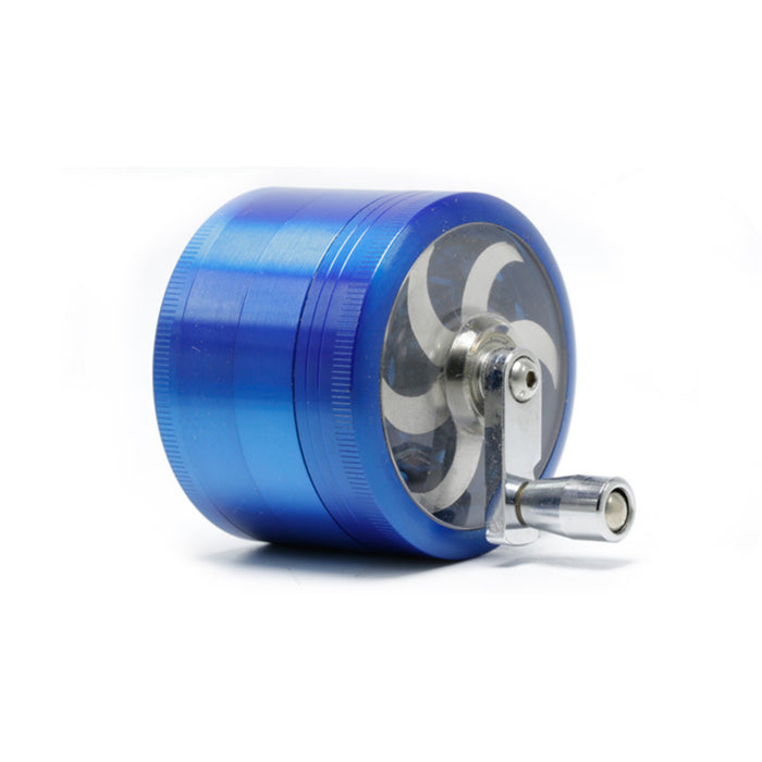 Diameter 63MM Zinc Alloy 4 Part Hand-Crank Herb Grinder-Blue
