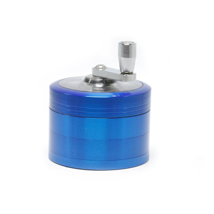 Diameter 63MM Zinc Alloy 4 Part Hand-Crank Herb Grinder-Blue