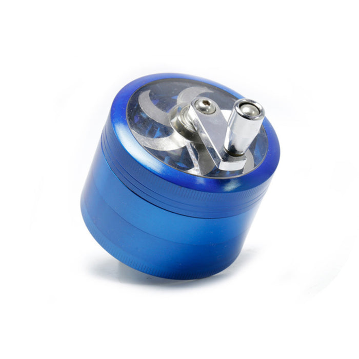 Diameter 63MM Zinc Alloy 4 Part Hand-Crank Herb Grinder-Blue