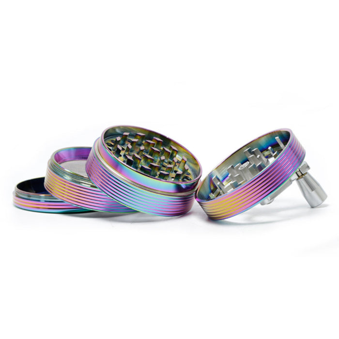 Diameter 63MM Zinc Alloy 4 Part Hand-Crank Thread Rocker Herb Grinder-Ice-Blue