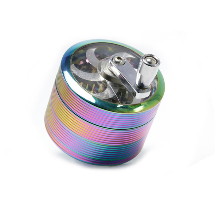 Diameter 63MM Zinc Alloy 4 Part Hand-Crank Thread Rocker Herb Grinder-Ice-Blue