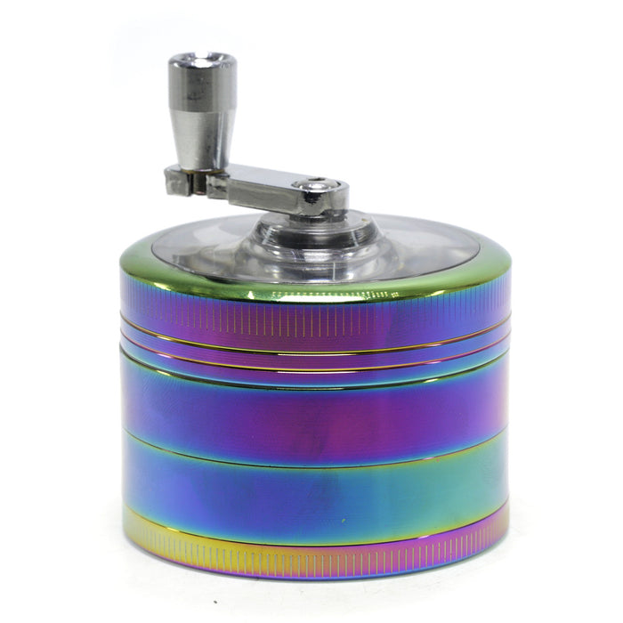 Diameter 63MM Zinc Alloy 4 Part Hand-Crank Thread Rocker Herb Grinder-Ice-Blue