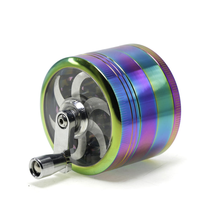 Diameter 63MM Zinc Alloy 4 Part Hand-Crank Thread Rocker Herb Grinder-Ice-Blue