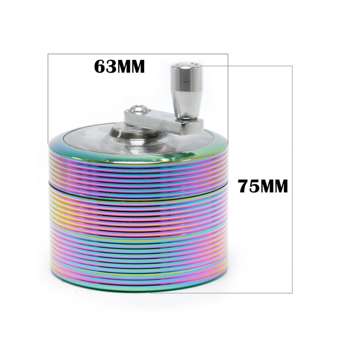 Diameter 63MM Zinc Alloy 4 Part Hand-Crank Thread Rocker Herb Grinder-Ice-Blue
