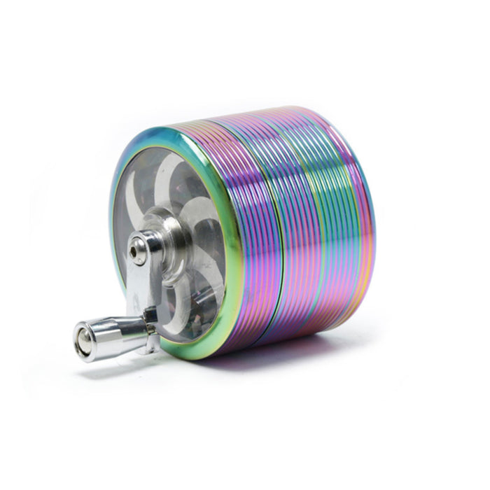 Diameter 63MM Zinc Alloy 4 Part Hand-Crank Thread Rocker Herb Grinder-Ice-Blue