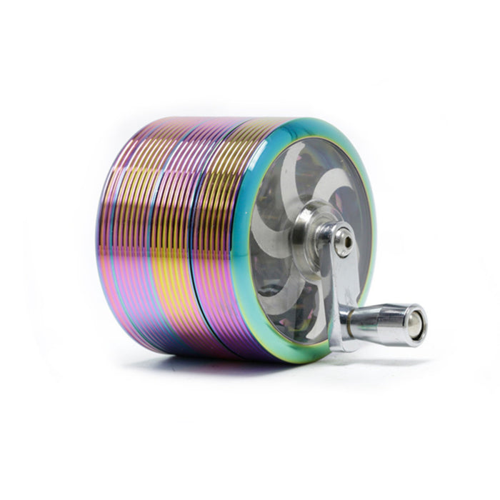 Diameter 63MM Zinc Alloy 4 Part Hand-Crank Thread Rocker Herb Grinder-Ice-Blue