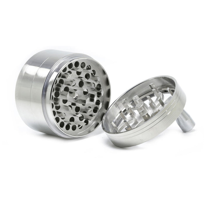 Diameter 63MM Zinc Alloy 4 Part Hand-Crank Herb Grinder-Silver