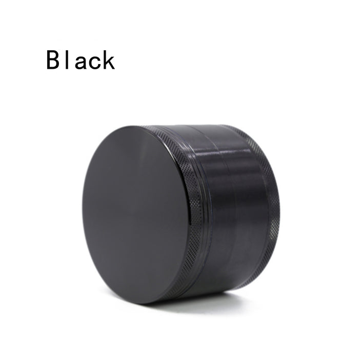 Diameter 75MM Aluminum Alloy CNC Four Layer Flat Herb Grinder-Black