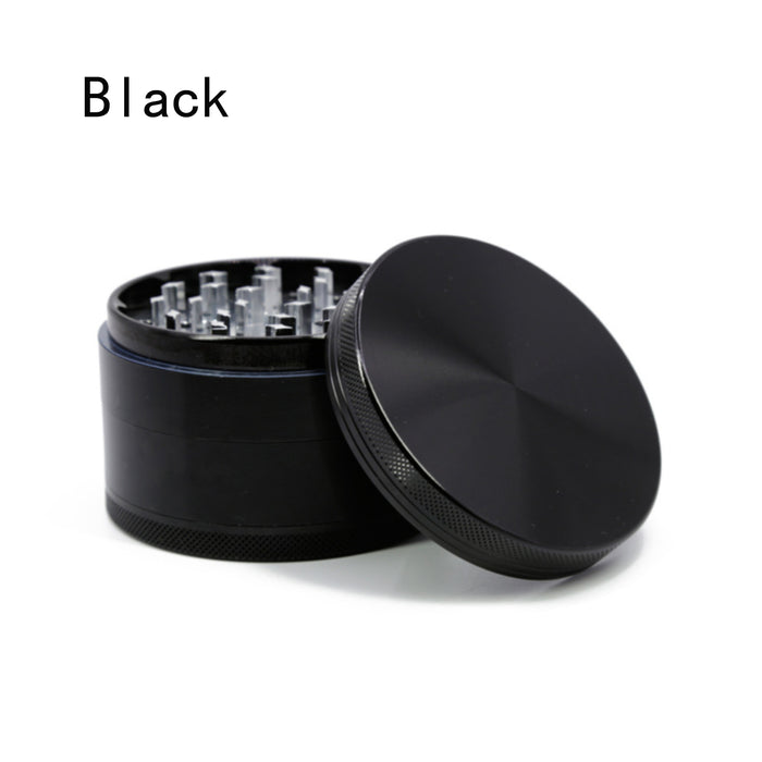 Diameter 75MM Aluminum Alloy CNC Four Layer Flat Herb Grinder-Black