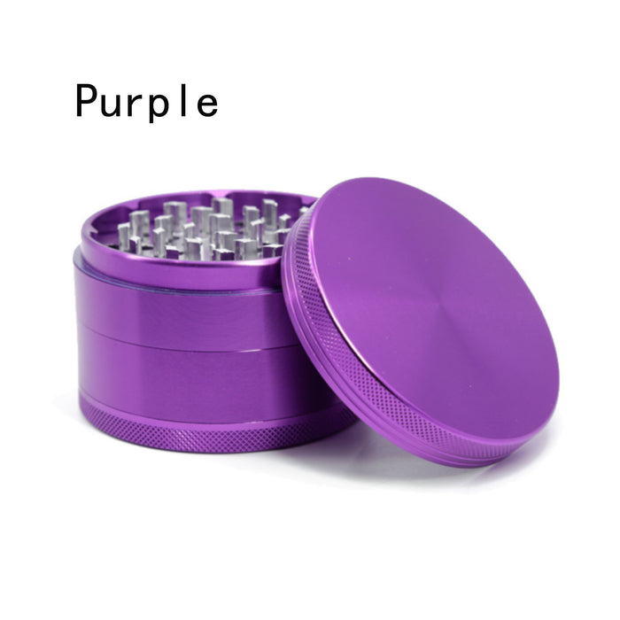 Diameter 75MM Aluminum Alloy CNC Four Layer Flat Herb Grinder-Purple