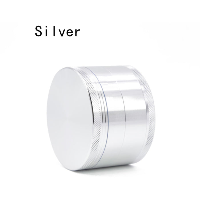 Diameter 75MM Aluminum Alloy CNC Four Layer Flat Herb Grinder-Silver