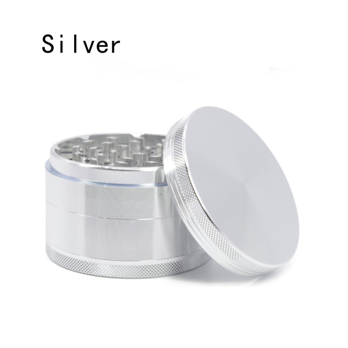 Diameter 75MM Aluminum Alloy CNC Four Layer Flat Herb Grinder-Silver