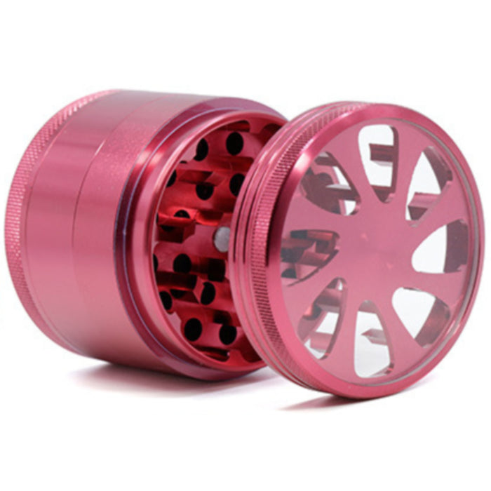Diameter 55MM Aluminum Alloy Four-Layer Petal Grinder-Red