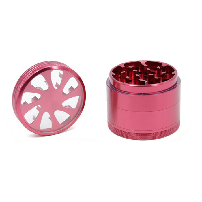 Diameter 55MM Aluminum Alloy Four-Layer Petal Grinder-Red
