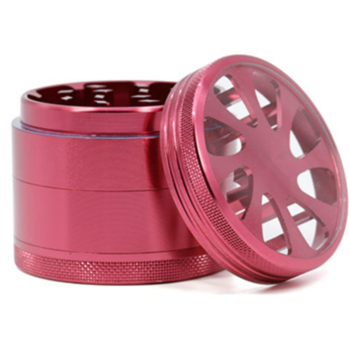 Diameter 55MM Aluminum Alloy Four-Layer Petal Grinder-Red