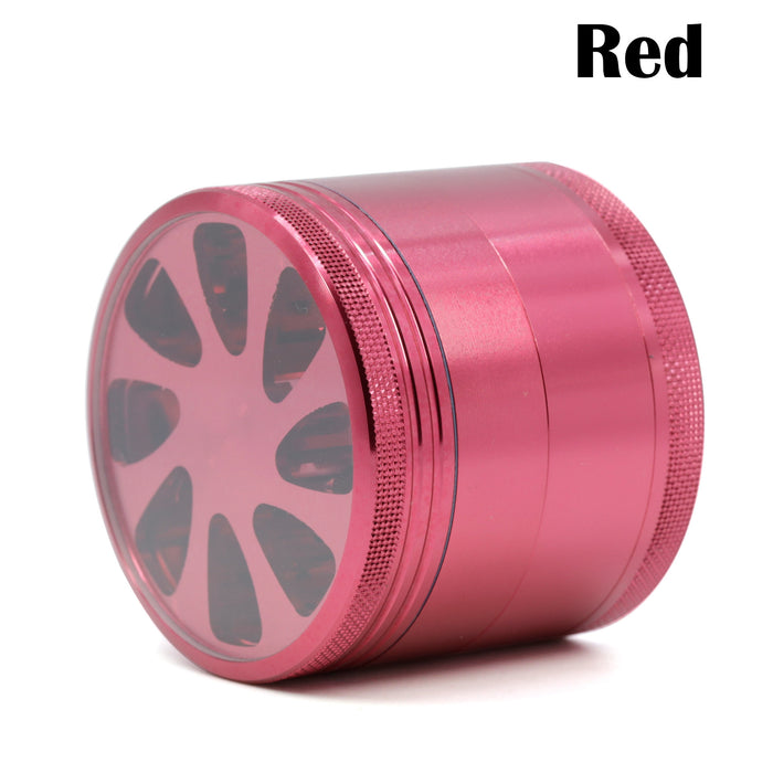Diameter 55MM Aluminum Alloy Four-Layer Petal Grinder-Red