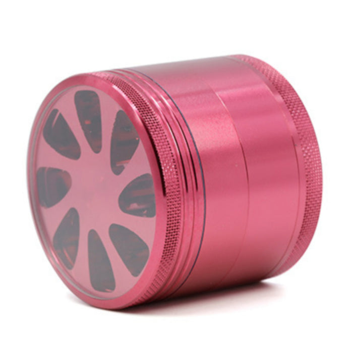 Diameter 55MM Aluminum Alloy Four-Layer Petal Grinder-Red