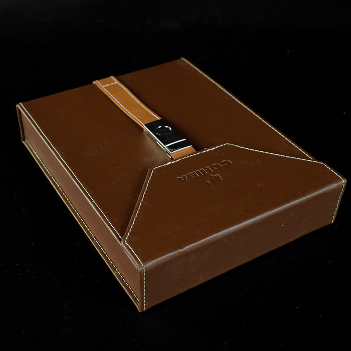 Elegant Full Grain Leather Cigar Humidor Travel Case