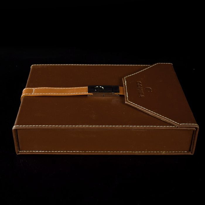 Elegant Full Grain Leather Cigar Humidor Travel Case