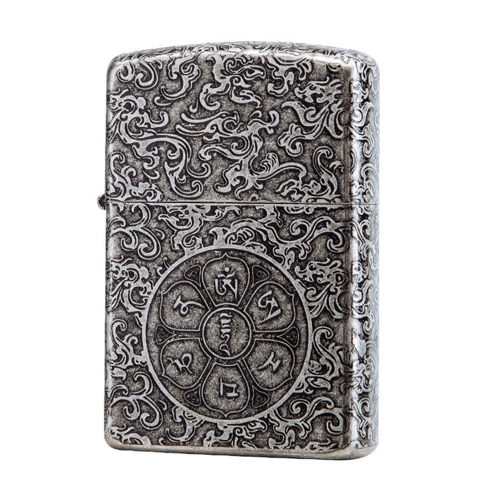 Fine Carving Series Pure Bronze Cloud Silver Lighter