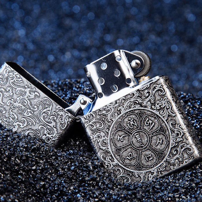 Fine Carving Series Pure Bronze Cloud Silver Lighter