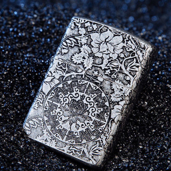 Fine Carving Series Pure Bronze Cloud Silver Lighter