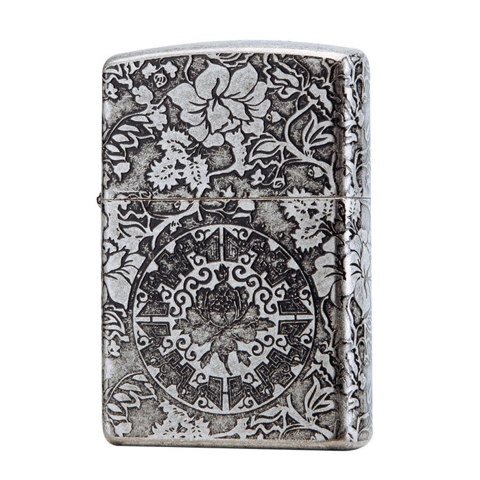 Fine Carving Series Pure Bronze Cloud Silver Lighter