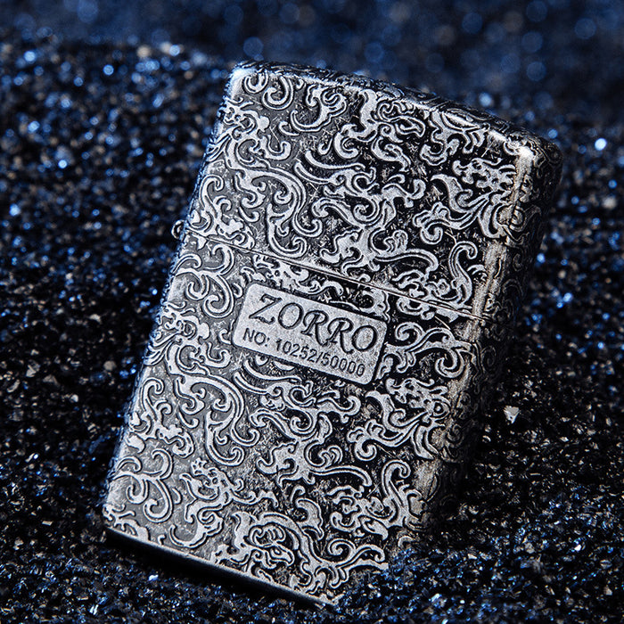 Fine Carving Series Pure Bronze Cloud Silver Lighter