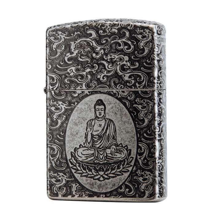 Fine Carving Series Pure Bronze Cloud Silver Lighter