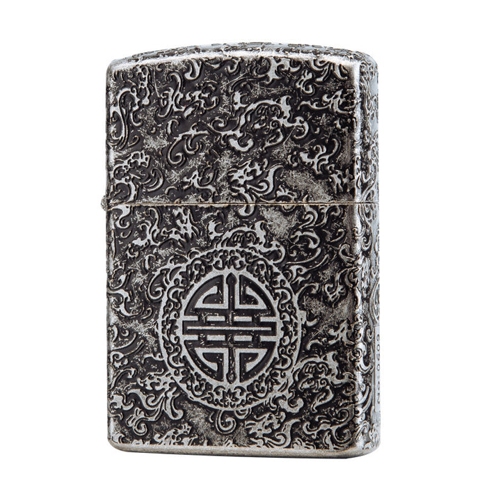 Fine Carving Series Pure Bronze Cloud Silver Lighter